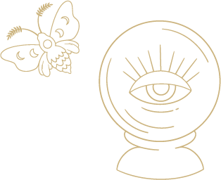 Ilustración de bola de cristal con ojo místico